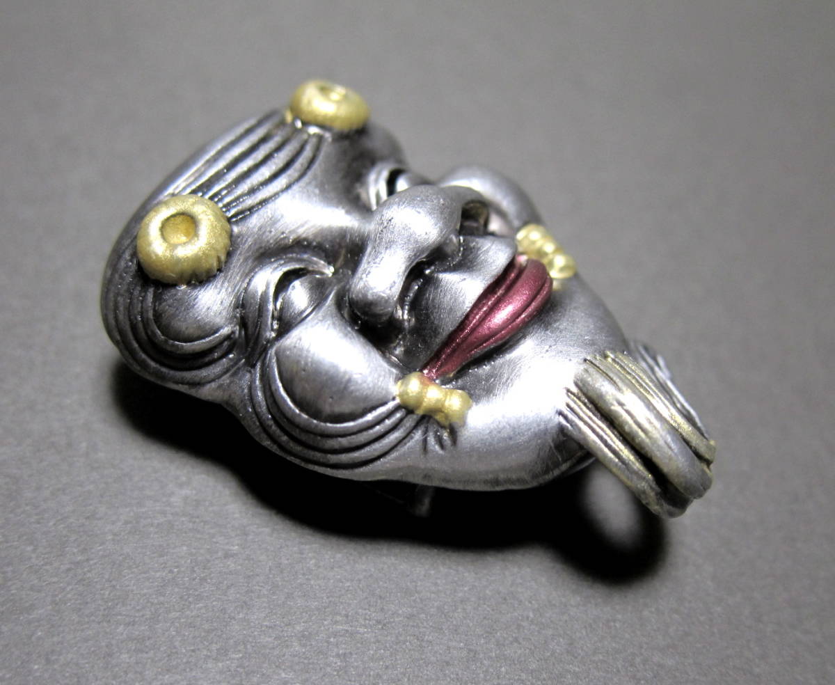 能楽 能面 翁 彫金 帯留め 着物 帯飾り 和装小物