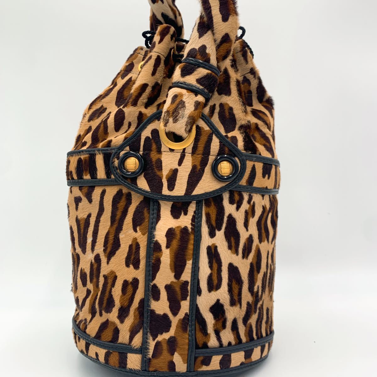 1円《超希少・極美品》FENDI フェンディ ハラコ レザー レオパード 
