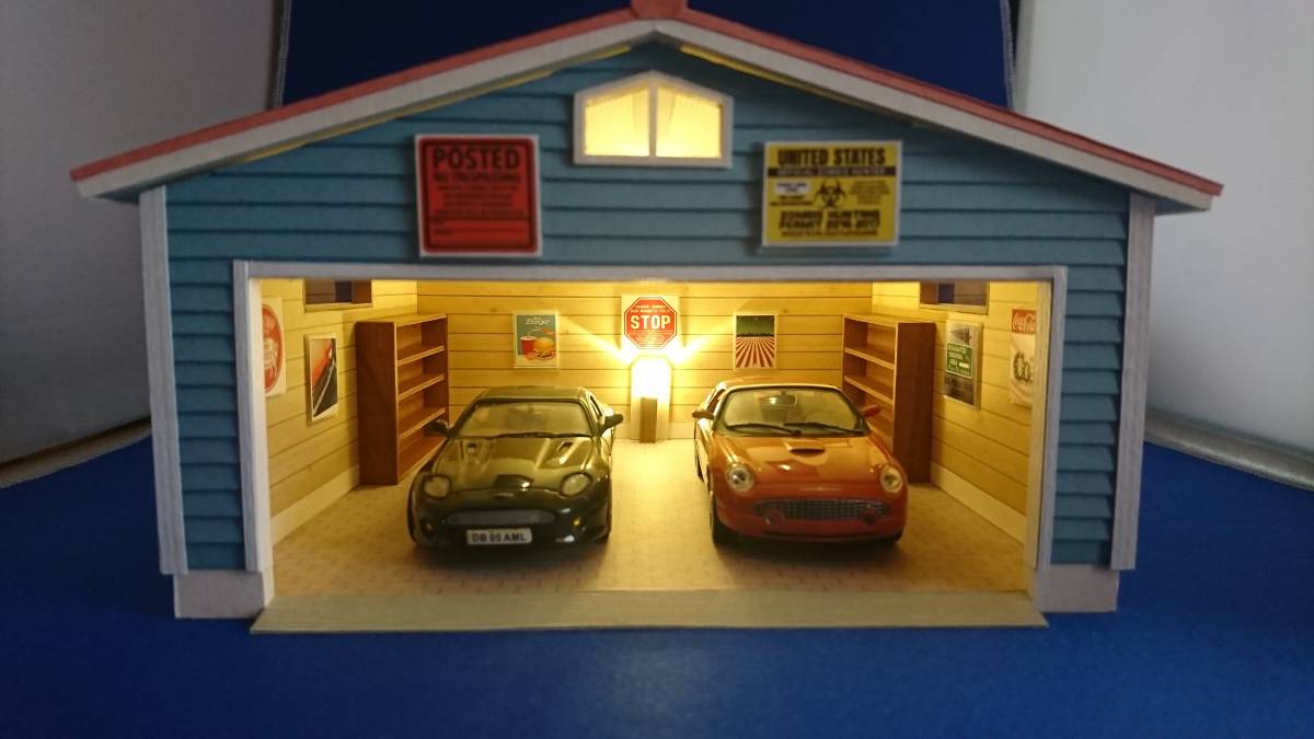 スケール1⁄43アメリカンスタイルガレージ ▽ミニカー用建築模型01 
