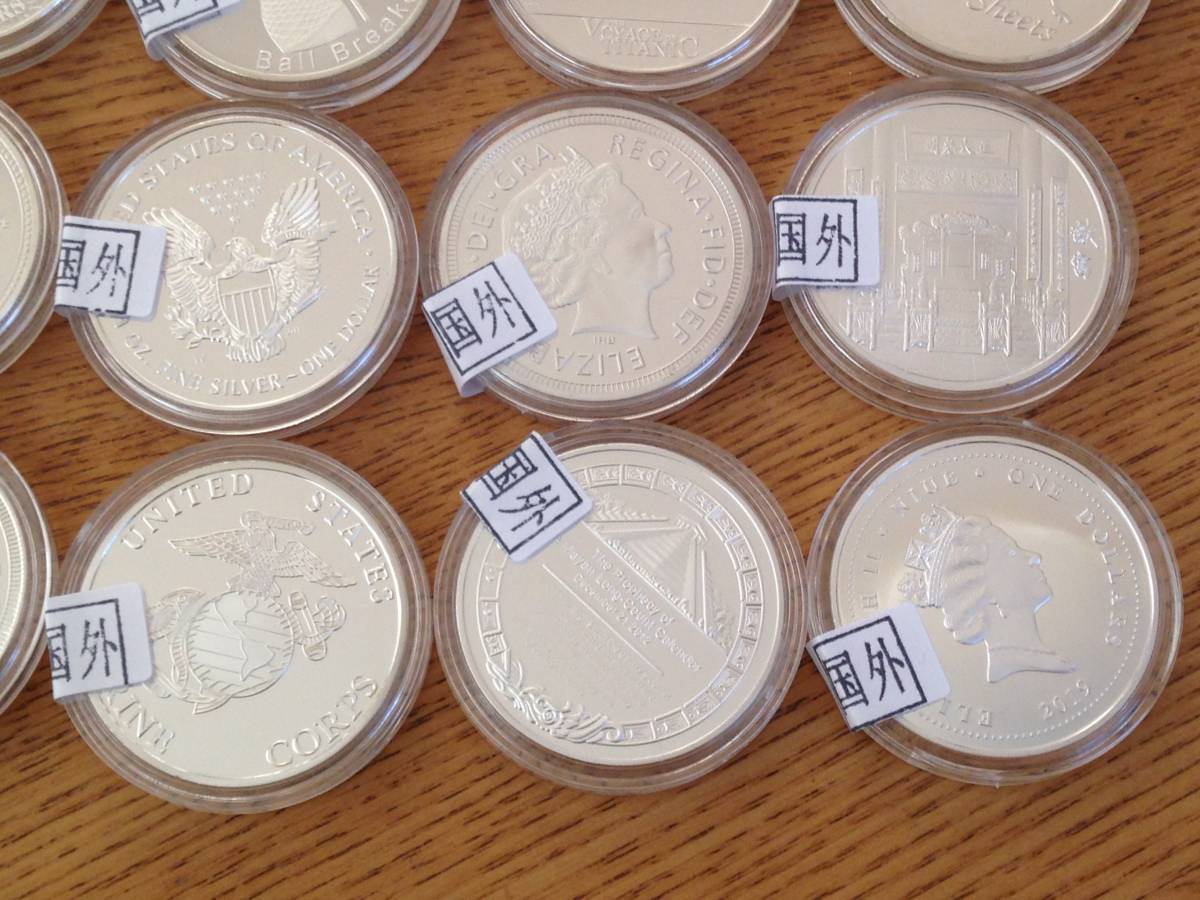 収集品大量放出:外国1オンス記念丸形銀貨、シルバーバー、コイン 0 1 