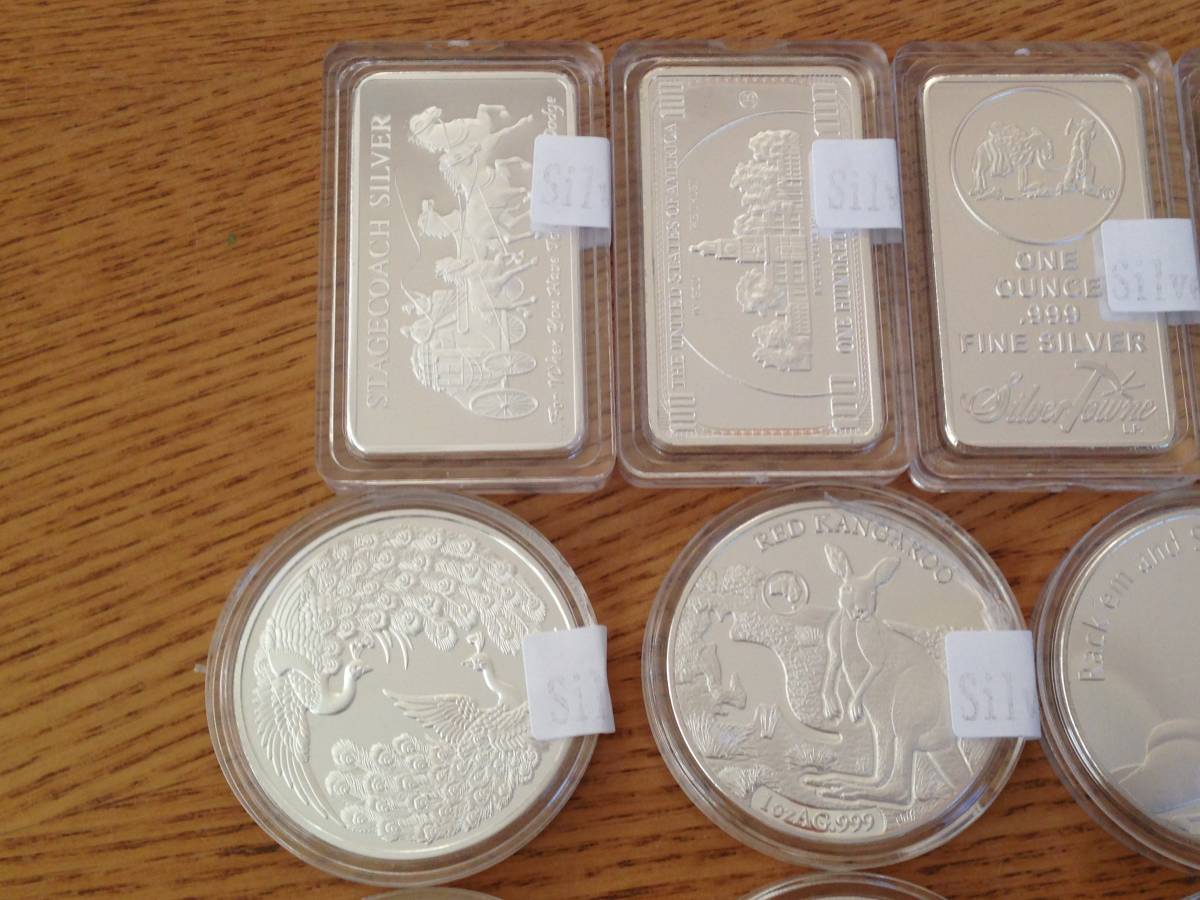 収集品大量放出:外国1オンス記念丸形銀貨、シルバーバー、コイン 0 1