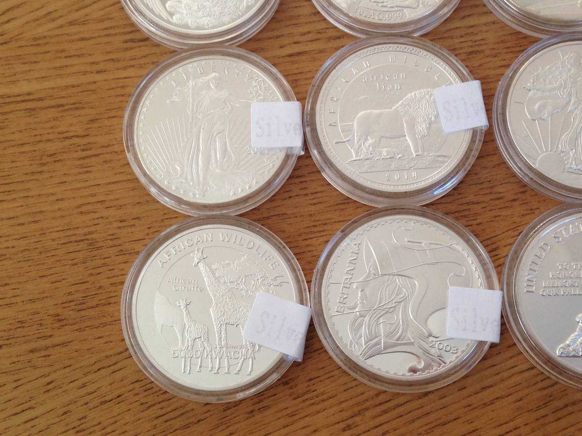 収集品大量放出:外国1オンス記念丸形銀貨、シルバーバー、コイン 0 1