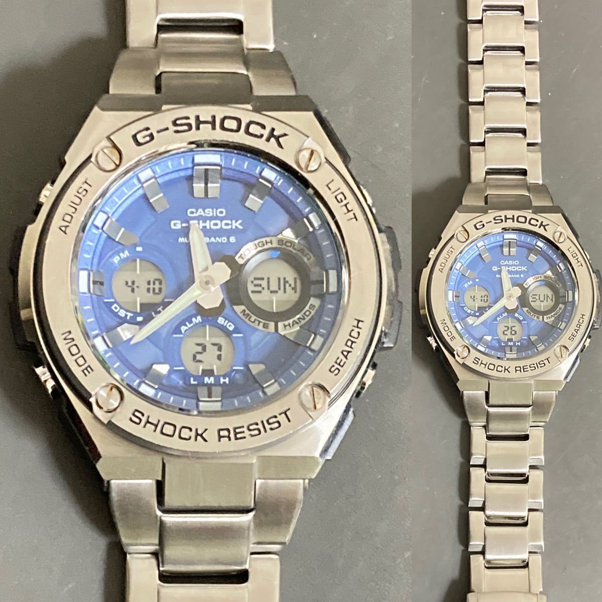 極美品 G-SHOCK GST-W110D-2AJF GスチールG-STEELタフソーラー 電波 