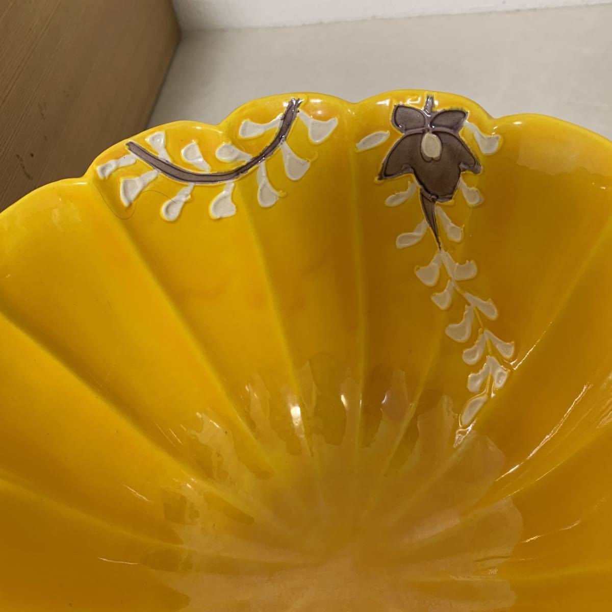 茶道具 平安 雲楽造 黄交趾 菓子器 共箱 黄交趾鳳凰紋 菓子