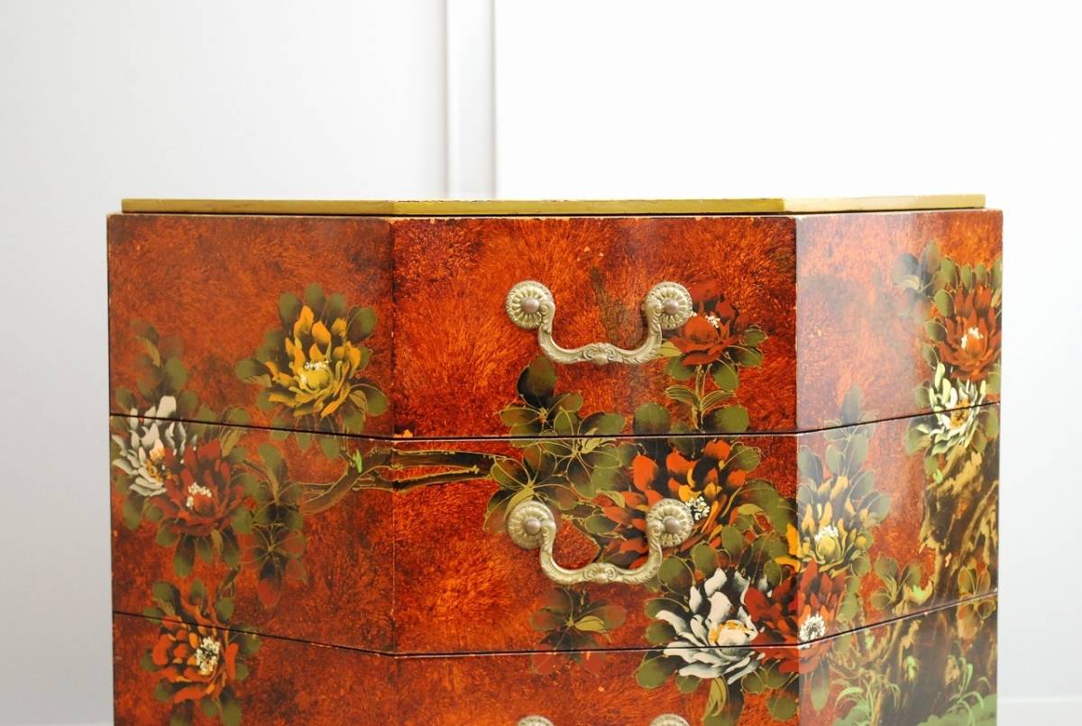 中国キャビネット漆細工?武人図