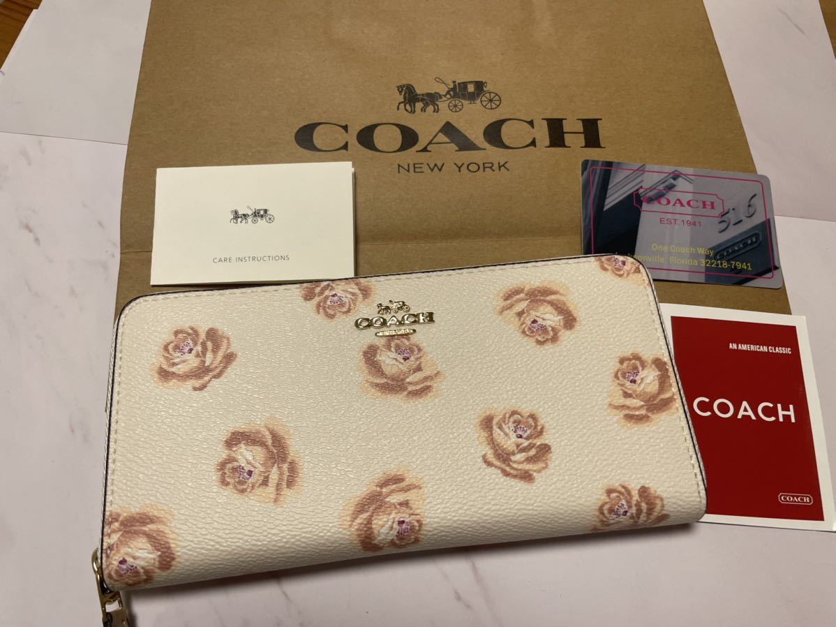  oj0056 1円スタート COACH 長財布 アウトレット F31823 白色 花柄 ラウンドファスナー(女性用財布)｜売買されたオークション情報、yahooの商品情報をアーカイブ公開 - オークファン 服飾小物