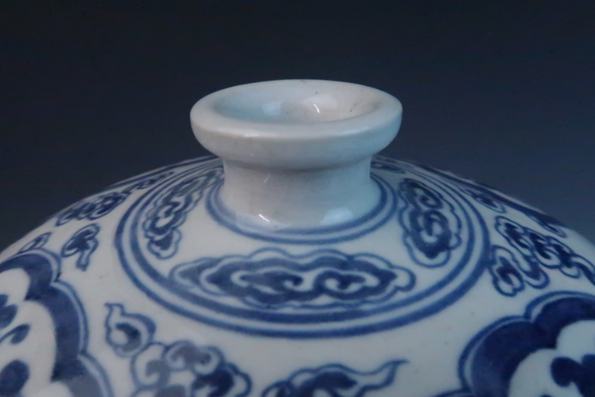 中国古玩 清代 青花 染付 鳳凰花唐草文 花入 花瓶 瓶子 梅瓶 飾瓶 無傷