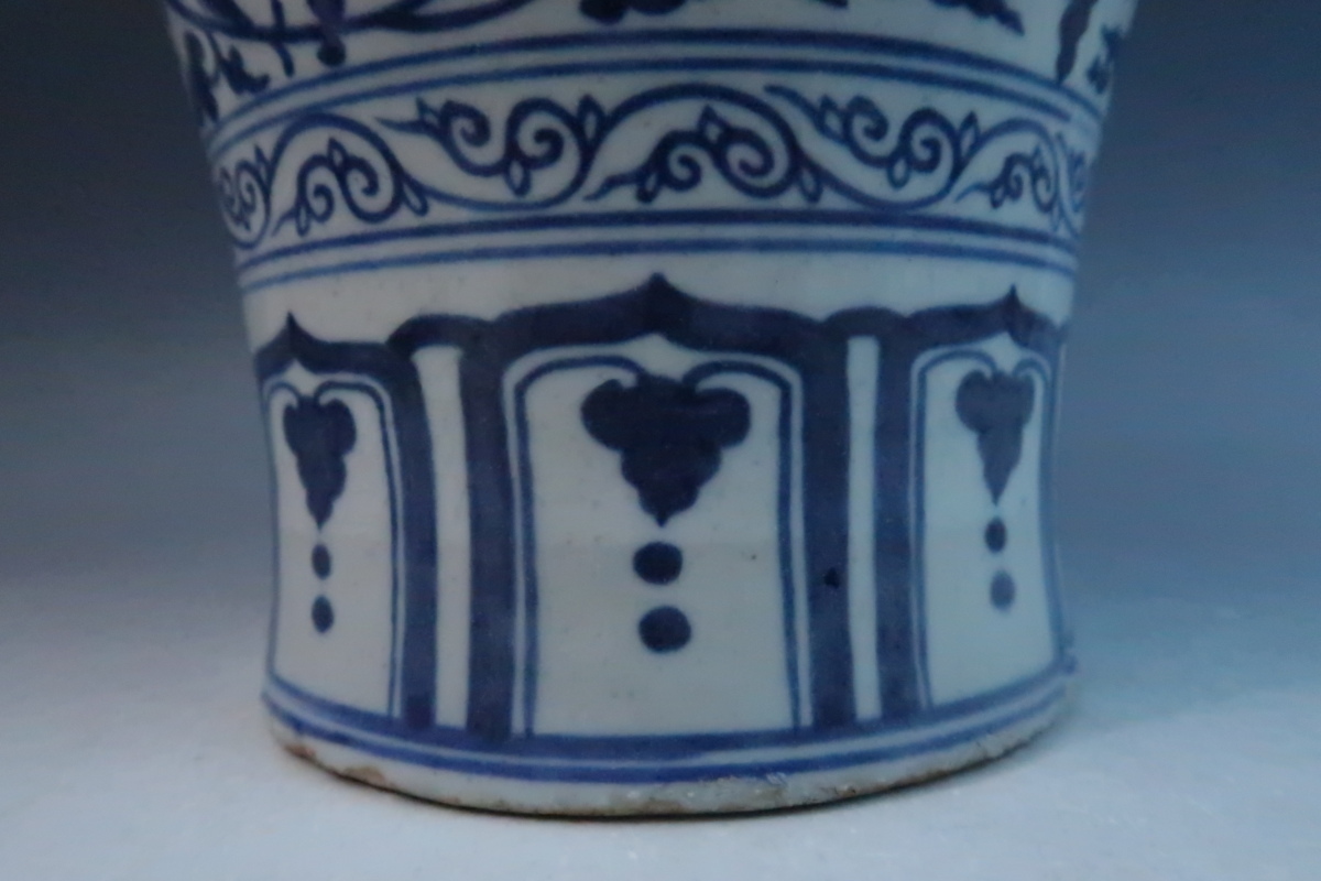 中国古玩 清代 青花 染付 鳳凰花唐草文 花入 花瓶 瓶子 梅瓶 飾瓶 無傷