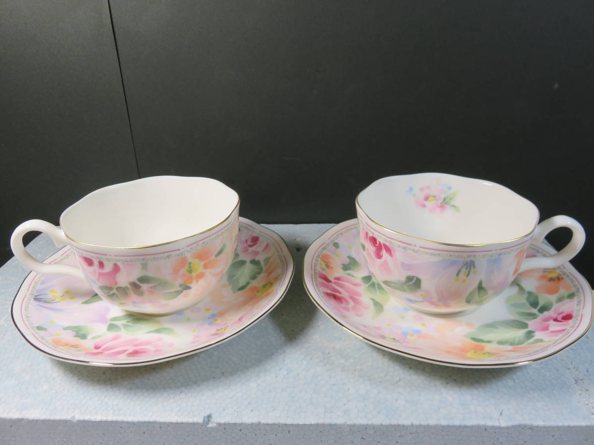 NIKKO MARKETING JAPAN 花柄カップ＆ソーサー 2客セット 箱無し 