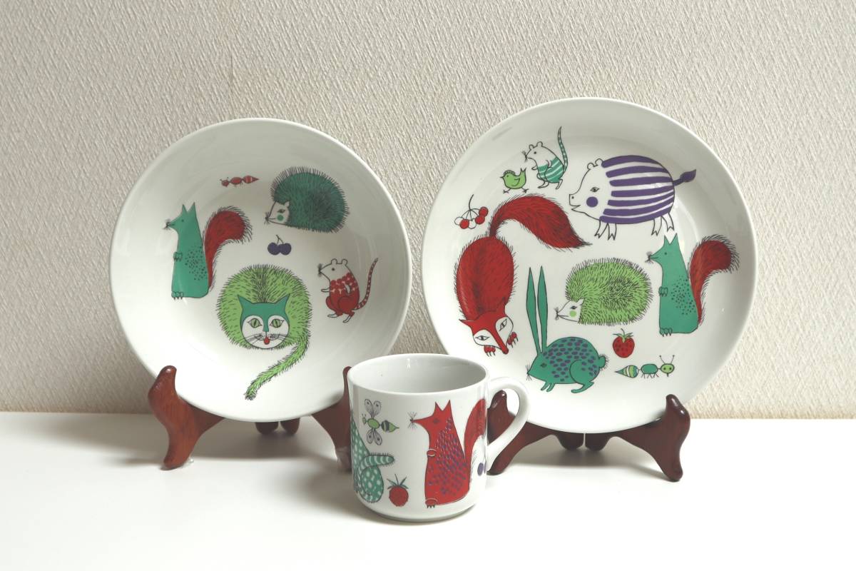VTG☆子供用食器３点セット(Noakin アルッキ)☆Gunvor Arkkiノアキン Student Gives 庫山窯 未使用ヴィンテージ☆Noakin Arkkiノアキン アルッキ 食器３点セット☆Gunvor Olin-Gronqvist グンヴァル オリン グラングヴィスト☆ARABIA