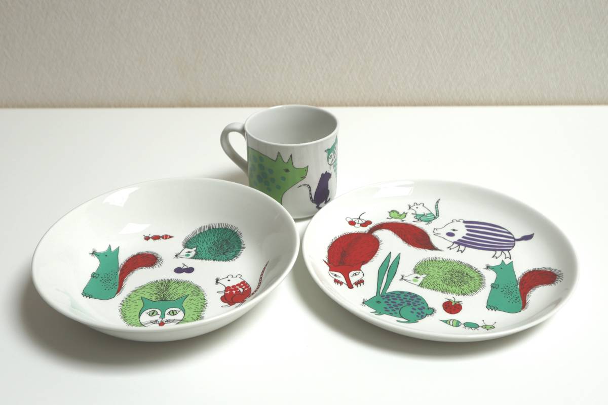 VTG☆子供用食器３点セット(Noakin アルッキ)☆Gunvor Arkkiノアキン Student Gives 庫山窯 未使用ヴィンテージ☆Noakin Arkkiノアキン アルッキ 食器３点セット☆Gunvor Olin-Gronqvist グンヴァル オリン グラングヴィスト☆ARABIA