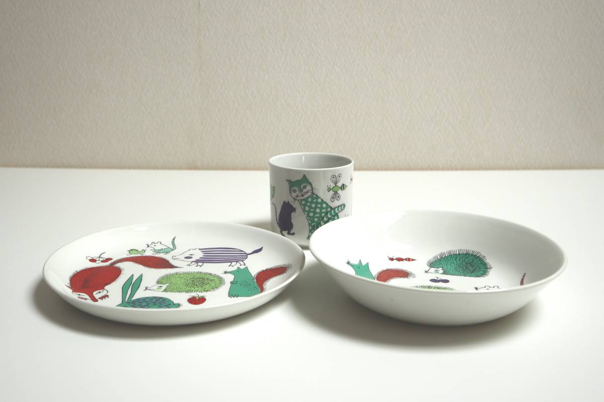 VTG☆子供用食器３点セット(Noakin アルッキ)☆Gunvor Arkkiノアキン Student Gives 庫山窯 未使用ヴィンテージ☆Noakin Arkkiノアキン アルッキ 食器３点セット☆Gunvor Olin-Gronqvist グンヴァル オリン グラングヴィスト☆ARABIA