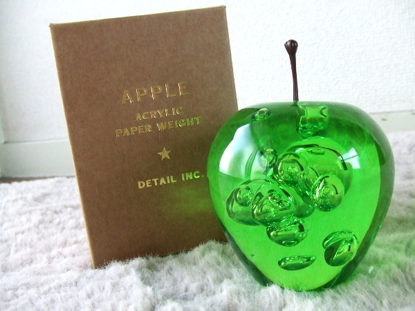 グリーンの大理石製 青りんごの置物 ペーパーウエイト 新品☆アップルペーパーウェイト☆APPLE Acrylic Paper Weightグリーン