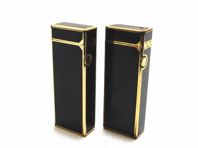 XK006◇ダンヒル スイス製 ローラーガスライター 黒漆×ゴールド 火花
