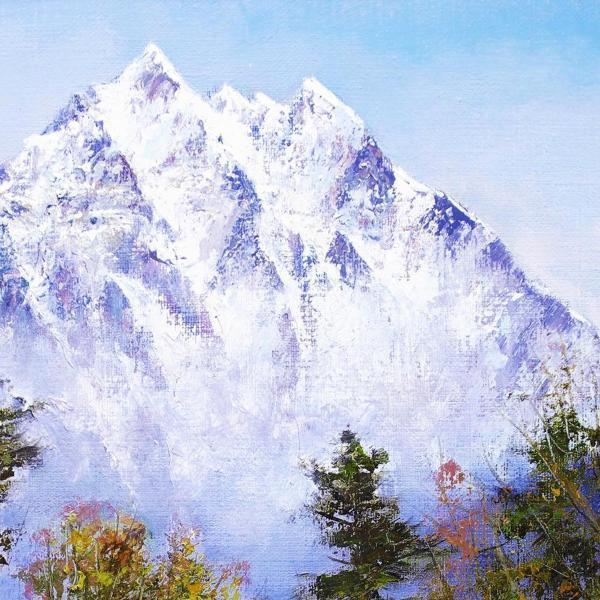 真作】【WISH】武井清「ローツエとエベレスト」油彩 6号 ◇山岳画逸品