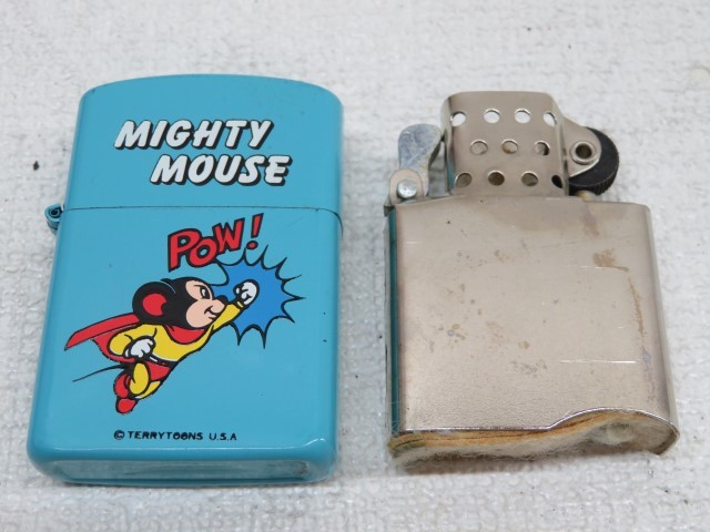ヴィンテージ☆TERRY TOONS U.S.A オイルライター MIGHTY MOUSE ブルー 