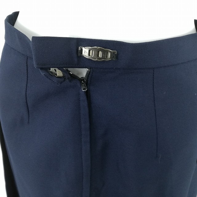 1円 イートン スカート 上下2点セット 大きいサイズ 冬物 長袖 女子 学生服 中学 高校 紺 制服 中古 ランクC EY0176_7