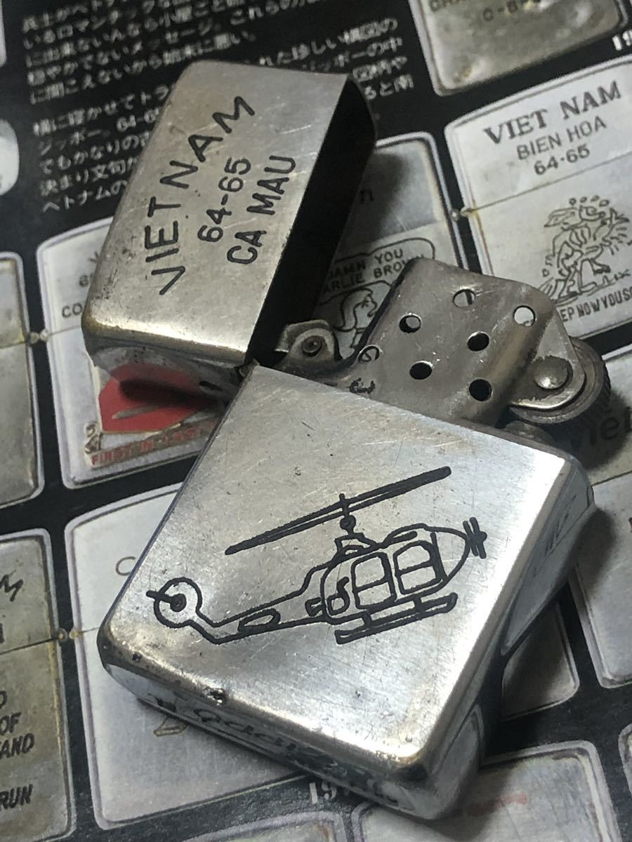 ベトナムZIPPO】本物 1966年製ベトナムジッポー「戦闘ヘリコブラ」当時 