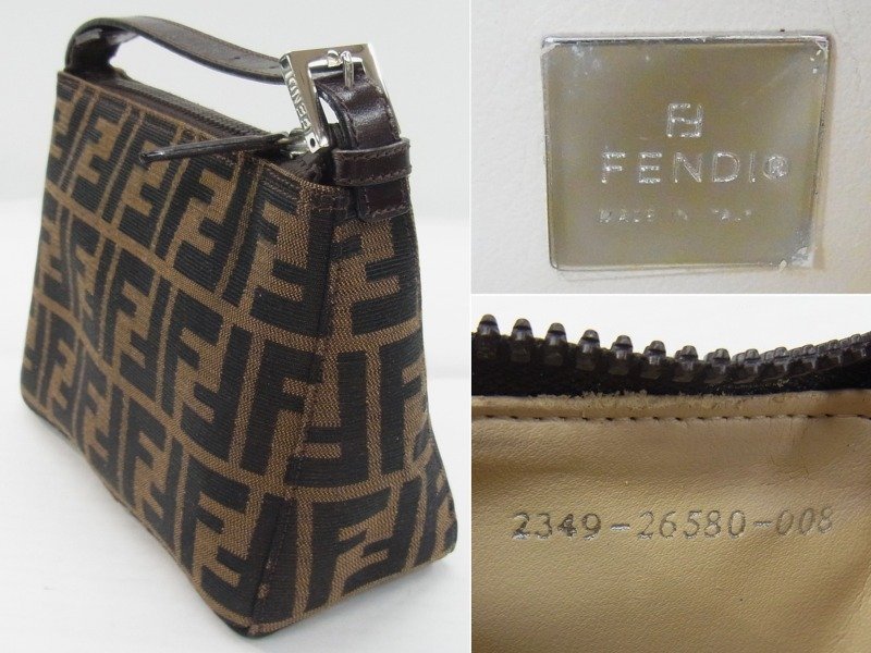 ■ フェンディ/FENDI ■ ズッカ柄 ハンド ポーチ　2349 ■ 内部劣化あり フェンディ FENDI ポーチ 本物 美品□フェンディ□ズッカ ミニバッグ