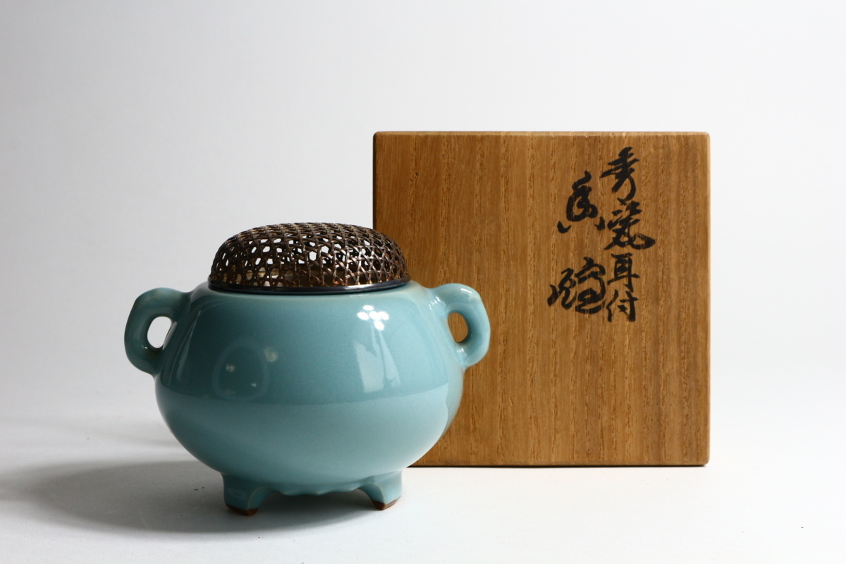 送料無料 諏訪蘇山弟子初代涌波蘇嶐造 桶波 蘇嶐 青磁 送料無料 諏訪蘇山弟子初代涌波蘇嶐造 桶波 蘇嶐 青磁