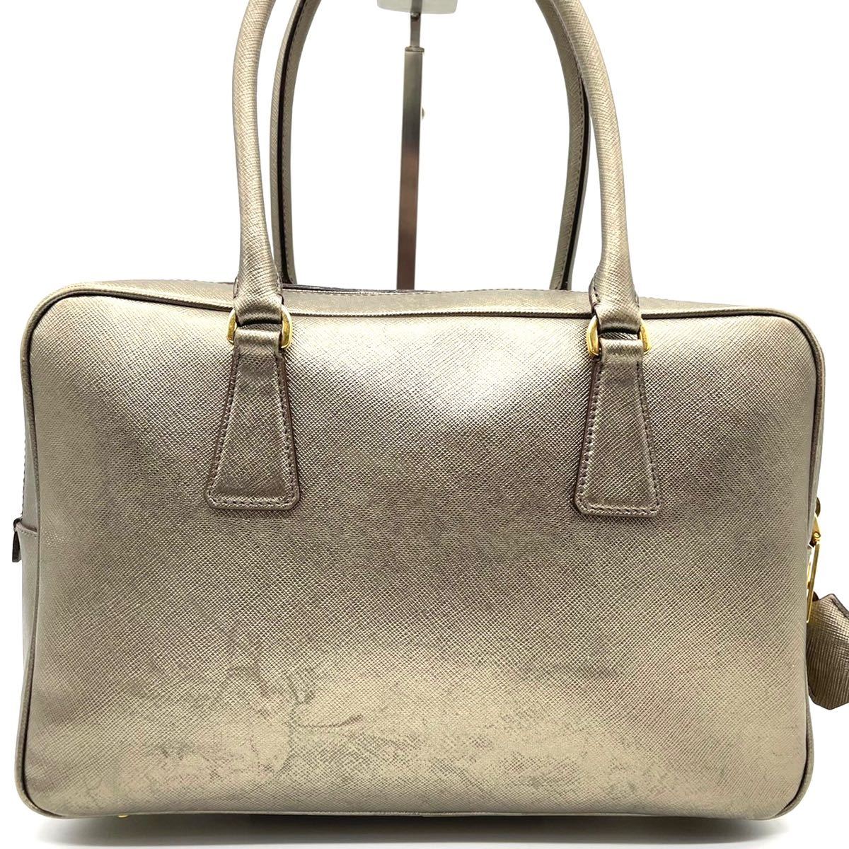 1円~ 希少 PRADA プラダ トートバッグ オールレザー ブラウン 三角ロゴ 