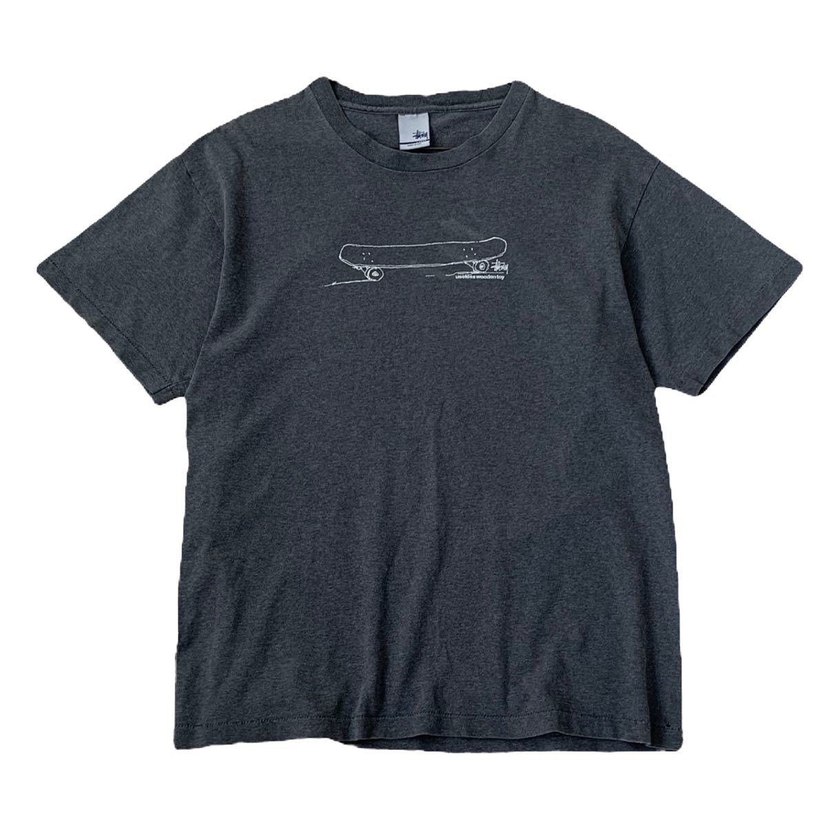 90's〜 USA製 stussy プリントTシャツ L スケボー 銀タグ ヴィンテージ