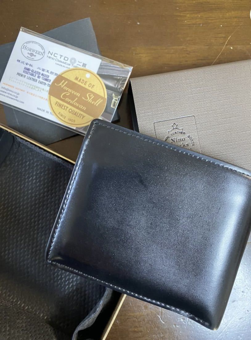 二宮五郎商店 ホーウィン シェルコードバン 二つ折り財布 美品 (二 