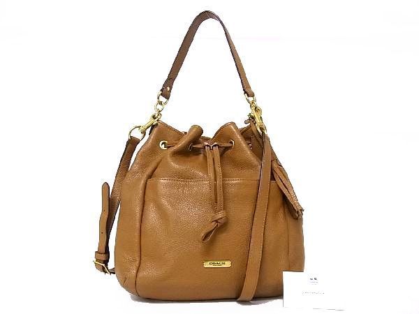 1円 □美品□ COACH コーチ F27003 レザー 巾着型 2WAY ワンハンドル 