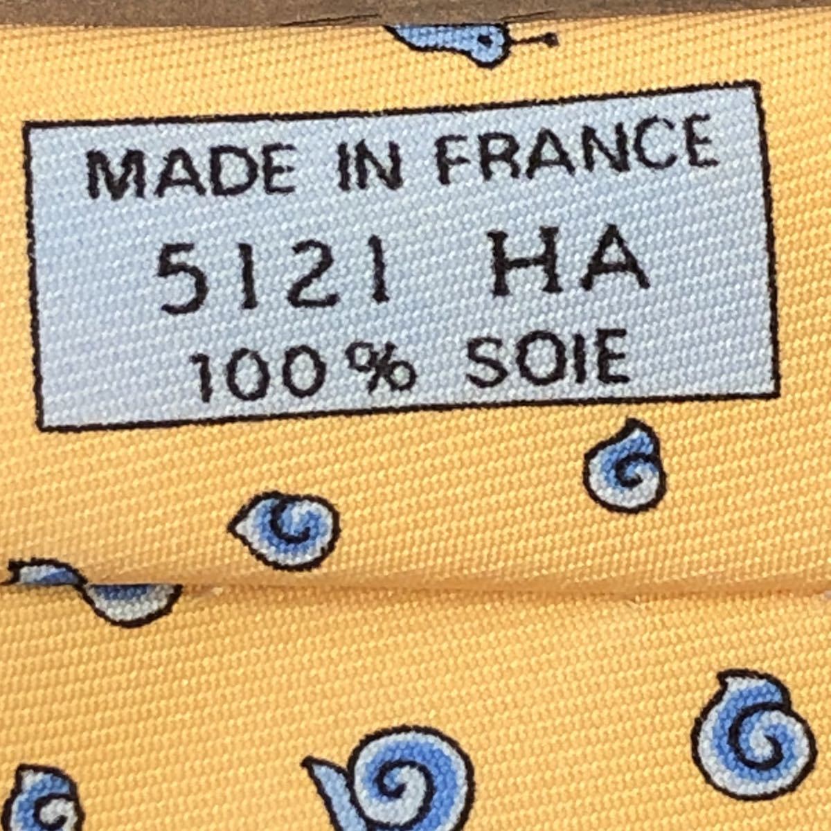 エルメスネクタイ】エルメス Hermes ネクタイ シルク100% イエロー