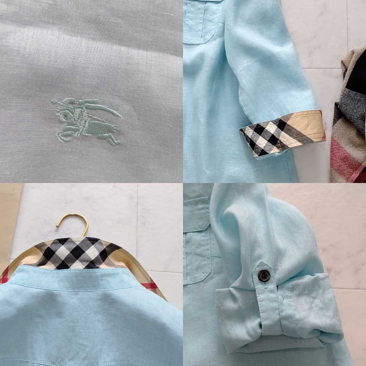 美品 BURBERRY バーバリー ロンドン チュニックブラウス チュニック 麻 