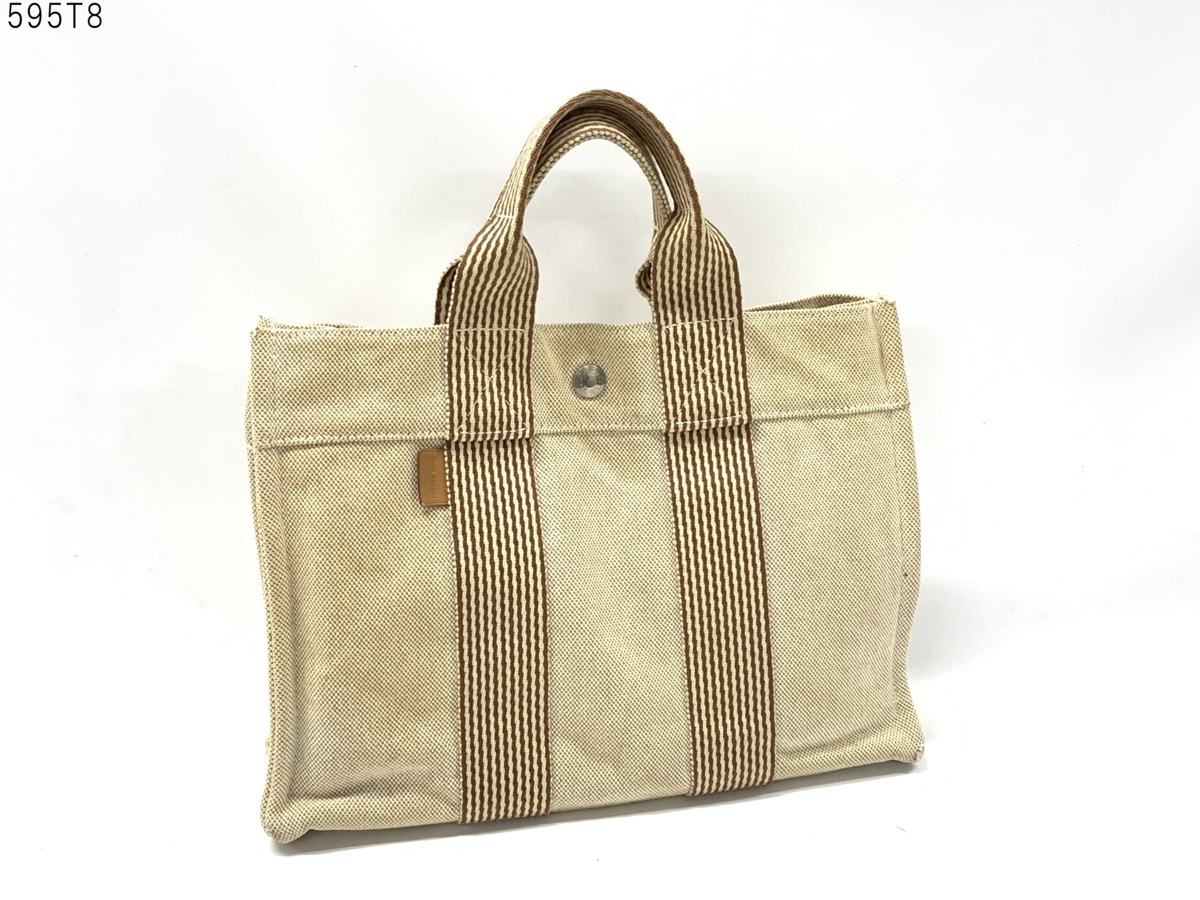 ☆HERMES エルメス フールトゥPM ハンドバッグ キャンバス トート 