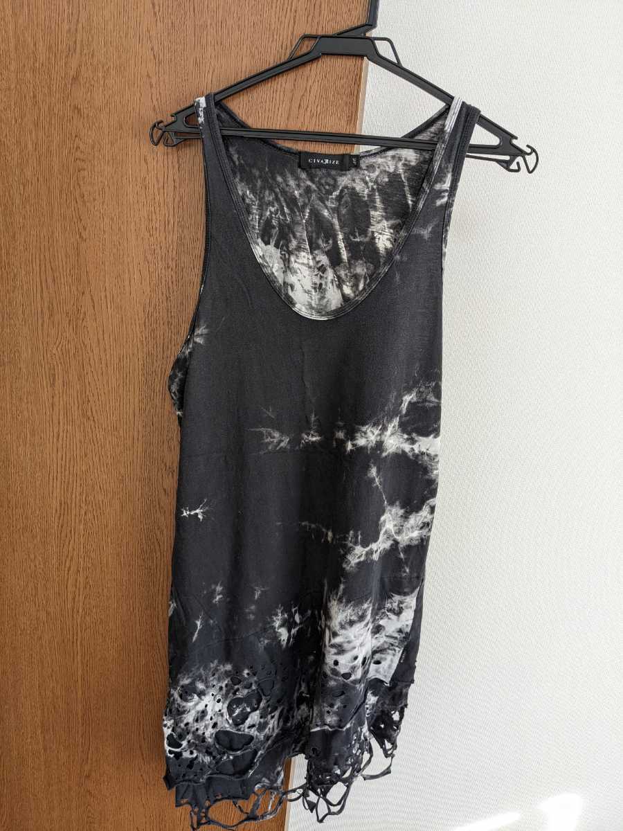 シヴァーライズ CIVARIZE ムラ染め スモーク柄 ロング丈 タンクトップ