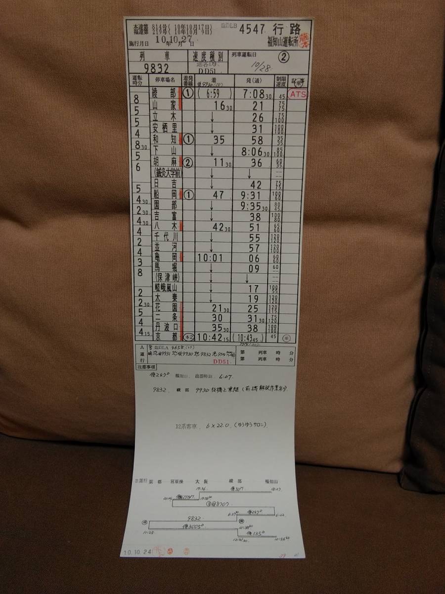 JR西日本運転時刻表福知山運転所変26行路 | ヤマダウェブコム 運転