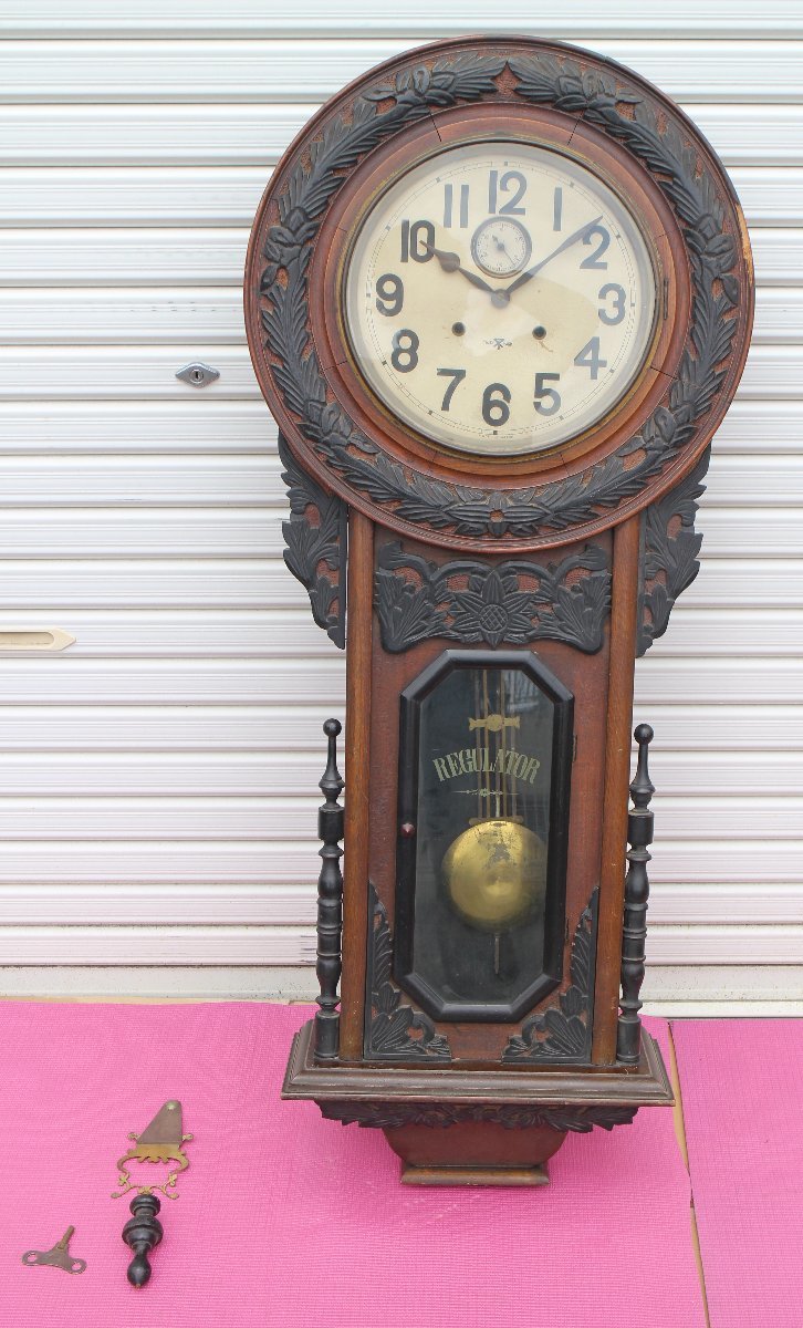 Aichi Tokei 愛知時計 大阪市マーク入り 大きな壁掛け 柱時計 ゼンマイ式 振り子時計 ボンボン時計 昭和レトロ アンティーク アナログ 売買されたオークション情報 Yahooの商品情報をアーカイブ公開 オークファン Aucfan Com