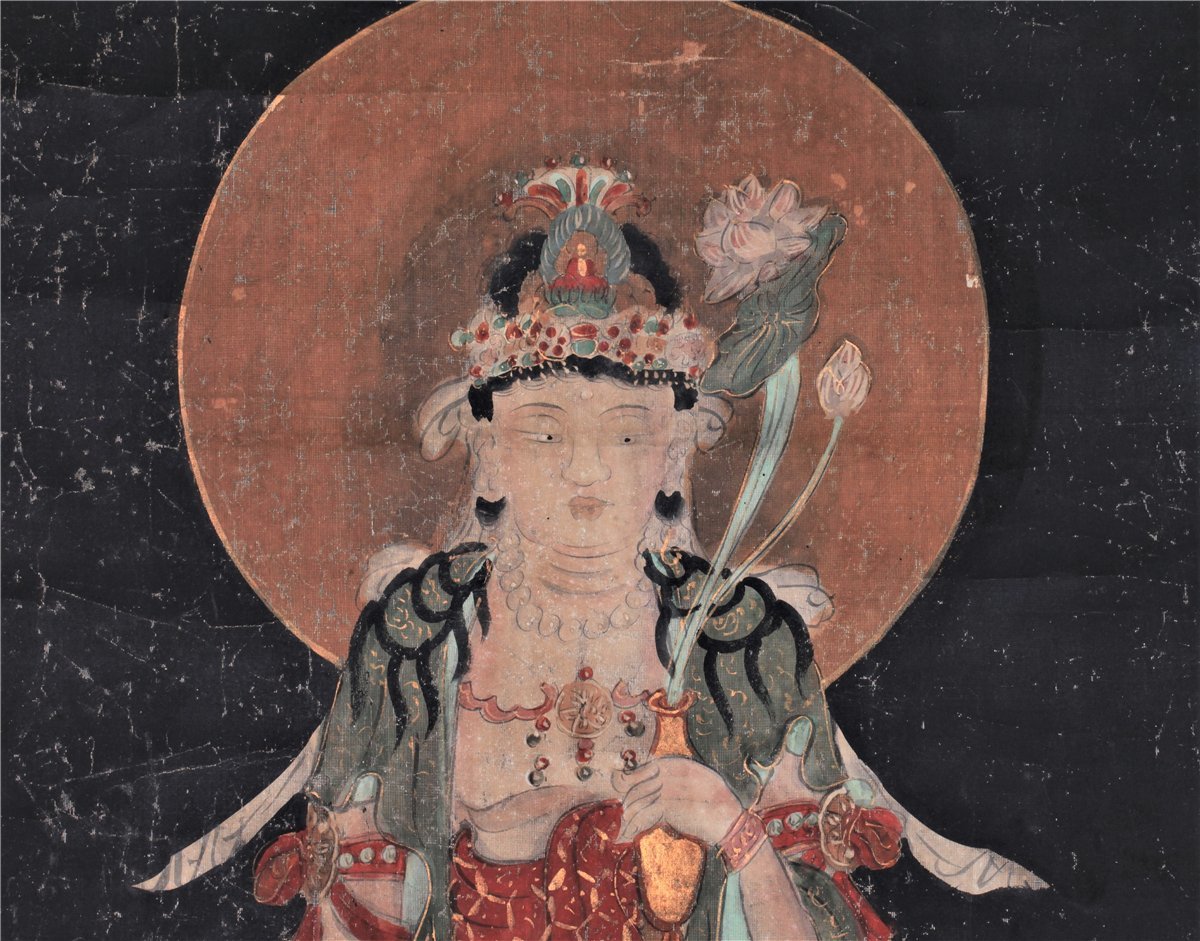 無盡蔵】仏画 観音菩薩立像 時代物 絹本 大幅 仏画 仏教美術 真作