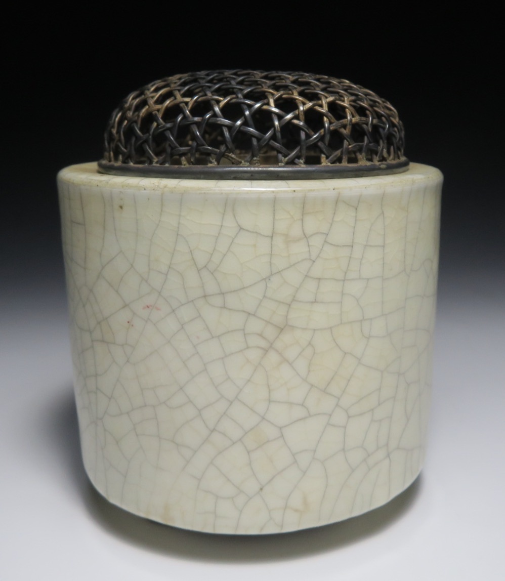 中国美術 哥釉 双耳 香炉(K-XA884) 中国美術 哥釉 双耳 香炉(