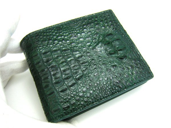 【正規品，大人気】 ★新品！グリーン系★クロコダイル　二つ折り財布★