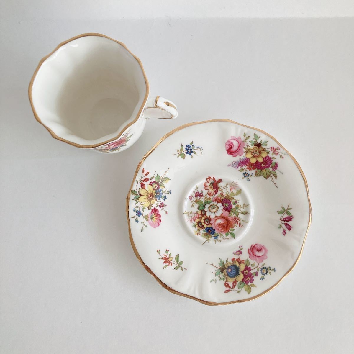 Hammersley 英国製 金彩 花柄 アンティーク ペアカップ＆ソーサー 6客