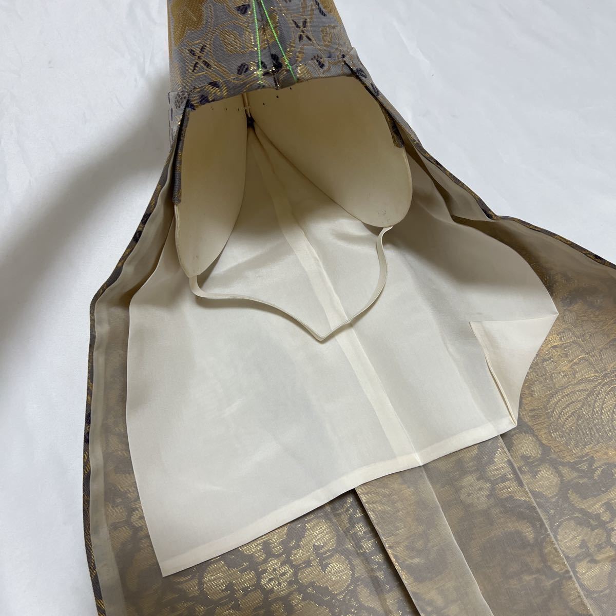 美品 曹洞宗【金襴九条袈裟】【金襴帽子】夏用 正絹 禅 法要 葬儀 仏具