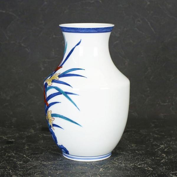 真作】【WISH】十三代今泉今右衛門「錦 蘭絵 花瓶」有田焼 共箱 高さ