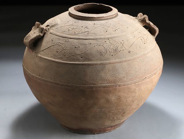 驚きの破格値，100%新品 S199. 古美術 獣文画 双耳土器 壷