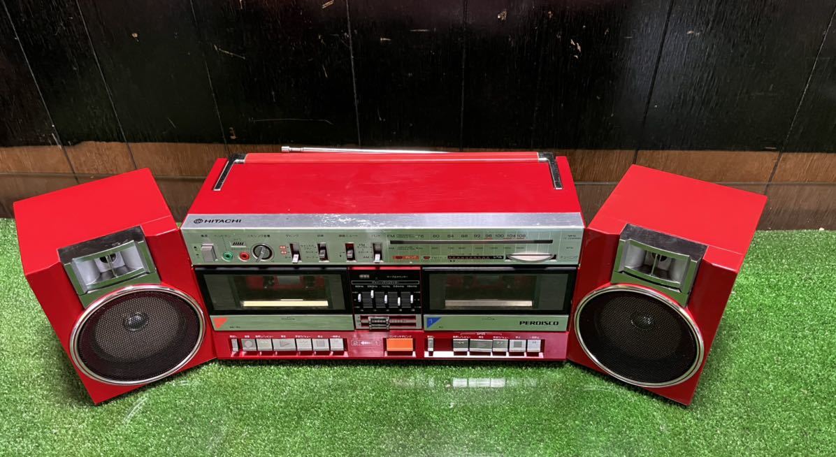 HITACHI PERDISCO TRK-W3 バブルラジカセ 赤 昭和レトロ TRK-W3