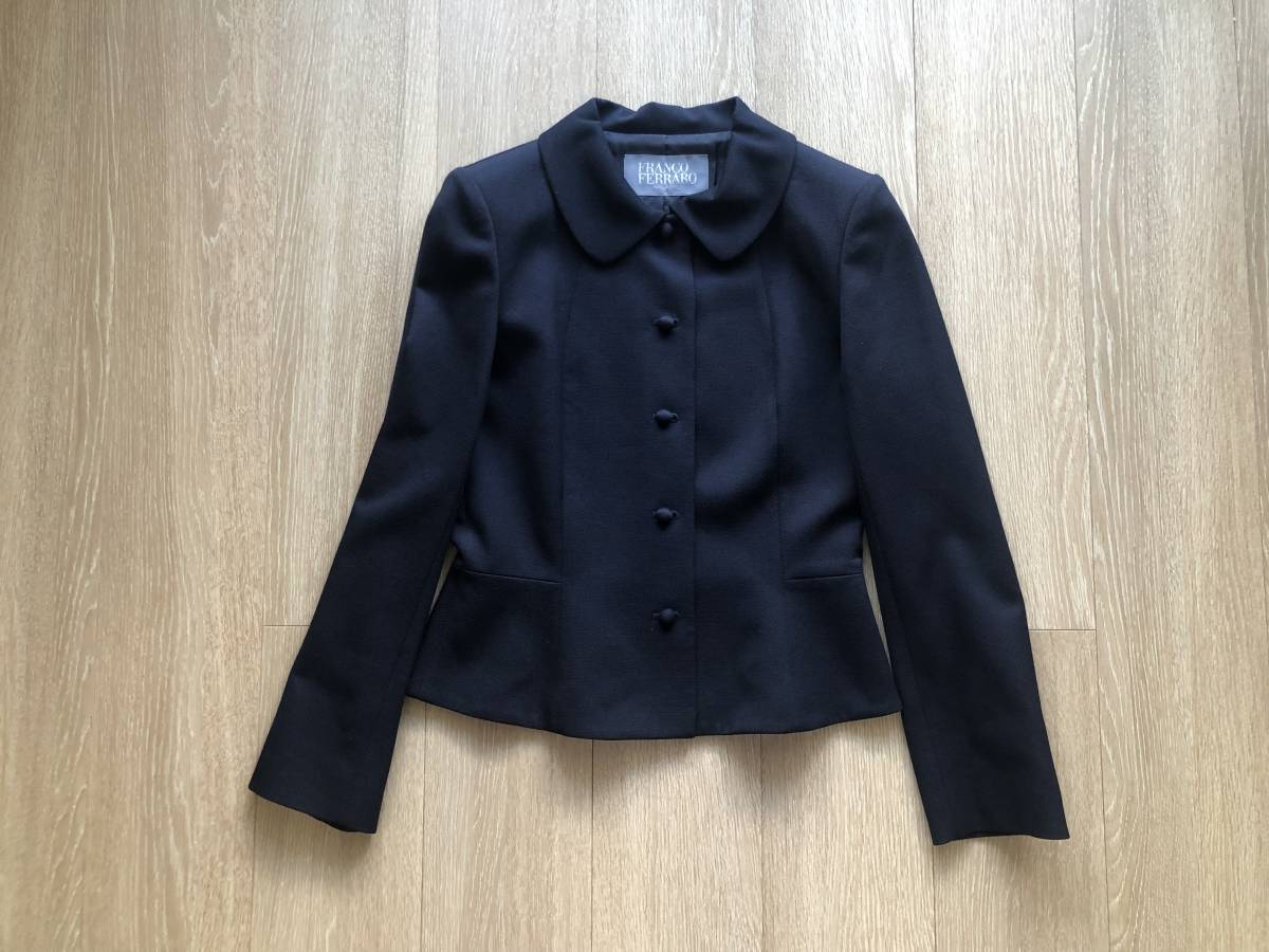 最終出品 フランコフェラーロ 上品 お受験 濃紺 スーツ ワンピース 美 