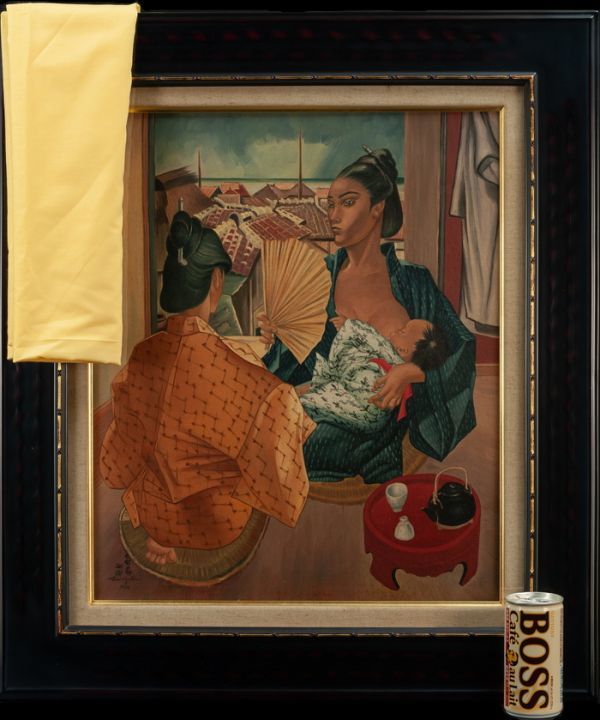 藤田嗣治　油彩画　肉筆　人物像