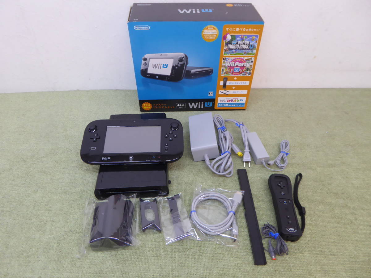 WiiU  本体 F22-73) 中古品 NINTENDO WiiU ファミリープレミアムセット 32GB クロ