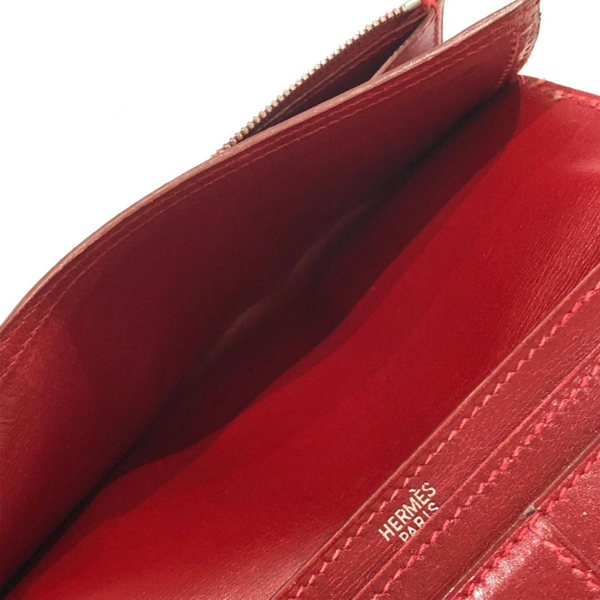 HERMES エルメス ベアン ボックスカーフ ボルドー系×シルバー金具 □F 