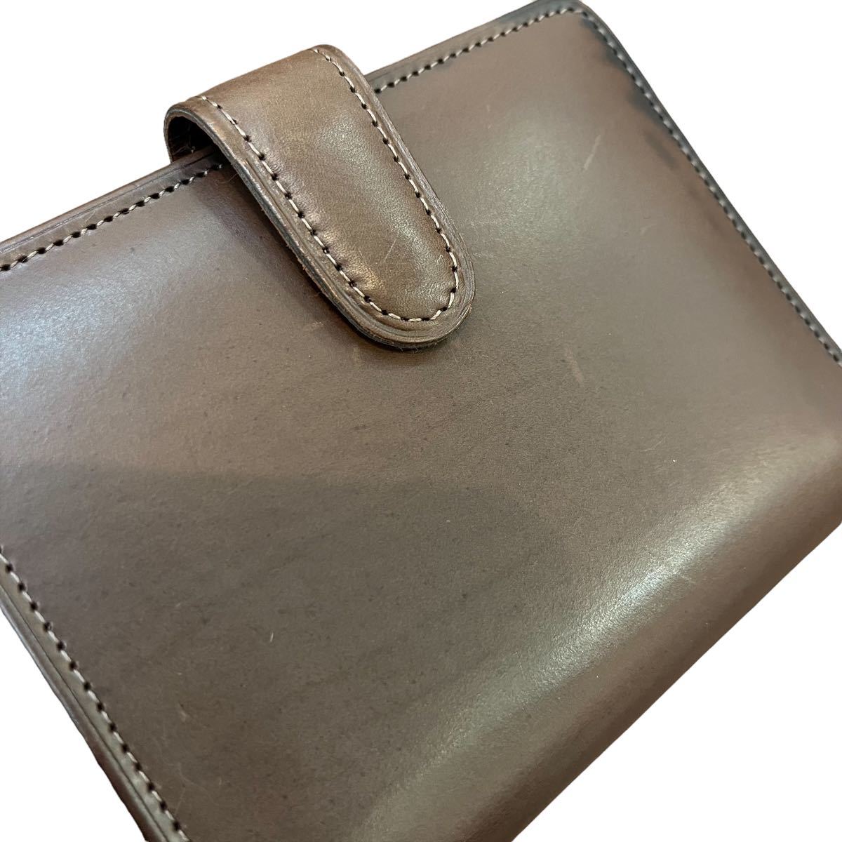 COACH 】本革折財布 がま口財布 ブラウン コーチ ゴールド金具 箱あり 