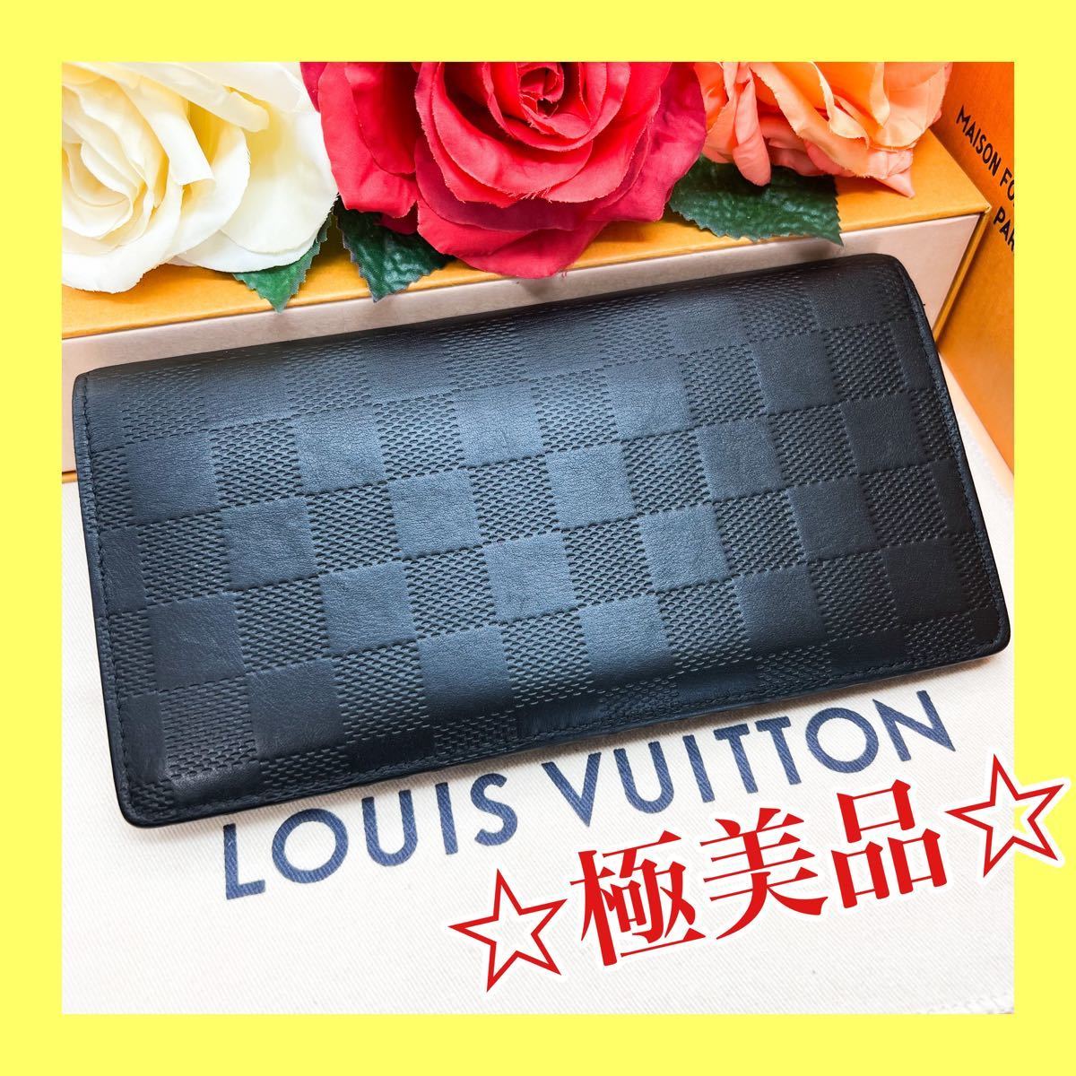 ☆極美品☆今だけ価格☆LOUIS VUITTON ルイヴィトン ダミエ アンフィニ ポルトフォイユ ブラザ 二つ折り 長財布 黒