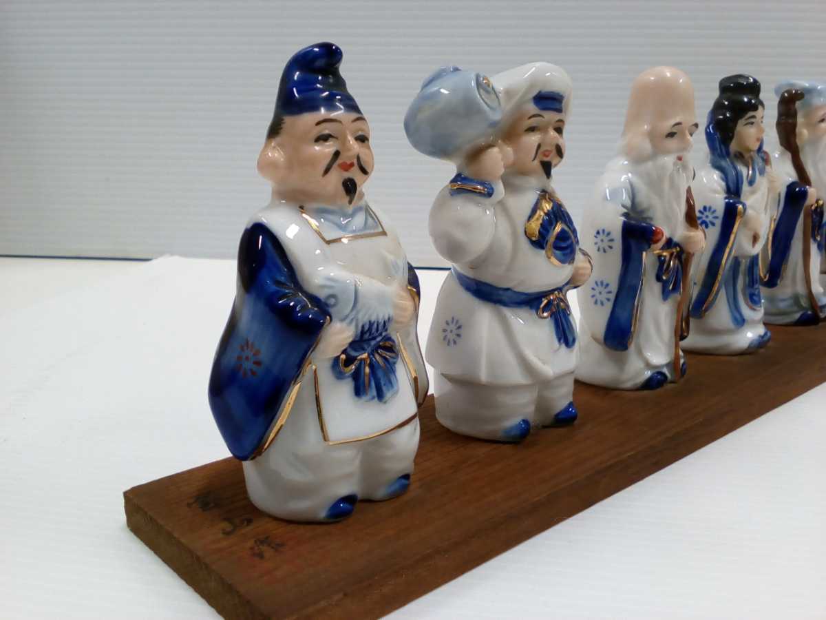 縁起ものインテリア　陶芸像 七福神　ビンテージ　アンティーク　レトロ雑貨 縁起物 陶器製 七福神 宝山作 飾り物 置物 開運 インテリア レトロ