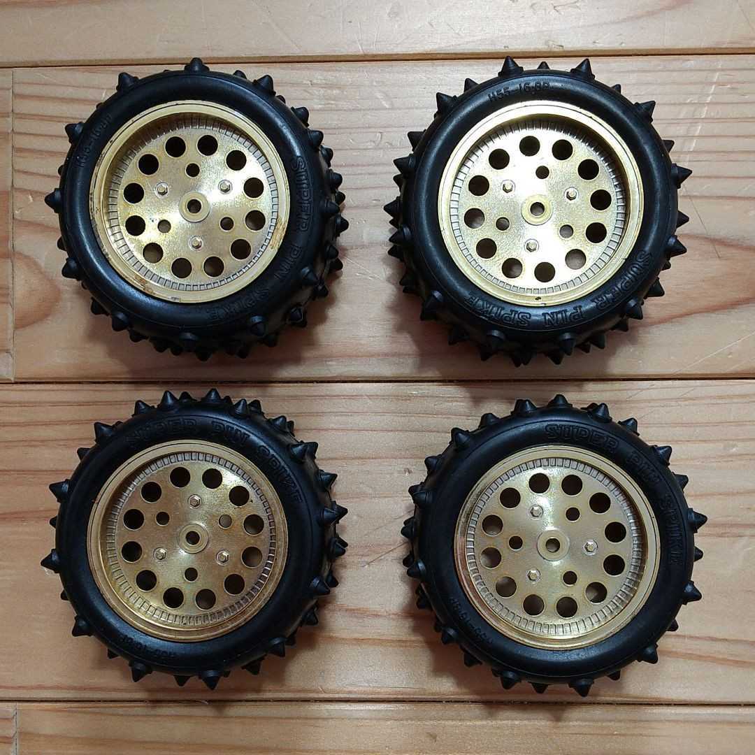 未使用品 タイヤホイール4本セット京商 タミヤ スパイクタイヤ (タイヤ  